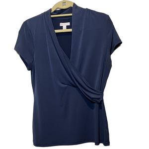 CHARTER Club/Blouse /Navy Blue/Pullover/Draped V-Neck/Women's Size L
